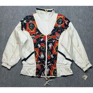 Vintage EVR Windbreaker Jacket Womens L Multicolor Nautical Full Zip New
